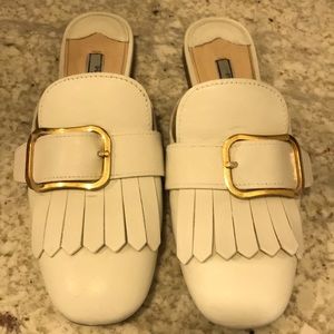 Prada white leather slides 💯authentic worn w/love